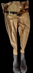 Pair Red Ball Hip Boots, As Pictured, Size Unknown