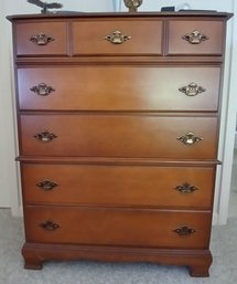 Vintage Bassett 5-Drawer Wooden Colonial Style Dresser On Bracket Base, 36' X 17.75' X 46'H