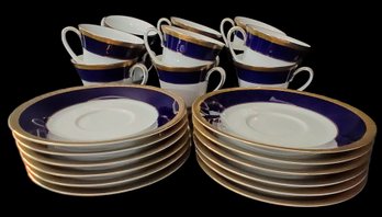 24 Pcs - 12-Sets Noritake Valhalla Fine Porcelain Teacups & Matching Saucers, Excellent Condition, As Pictured