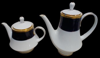 2 Pcs Noritake Valhalla Fine Porcelain Coffee Pot & Tea Pot, As Pictured