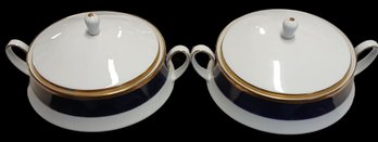 2 Pcs Noritake Valhalla Fine Porcelain Covered Vegetable Serving Bowls, As Pictured