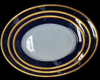 3 Pcs - Noritake Valhalla Fine Porcelain Oval Platters - 16', 13.5' & 11.5', As Pictured
