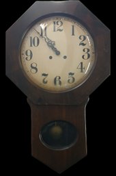 Vintage Mid-20th Century Regulator Drop-Octagon Wall Clock, 16' X 5.25' X 26.5'H, (Not Tested)