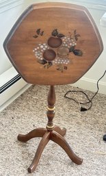 Vintage Stenciled Tilt-Top Candle Or Wine Stand, 16.5' X 23.5'H (Top Flat)