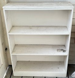 Vintage White Painted 3-Shelf Bookcase, Closed Back, 28.25 X 8' X 34.5'H