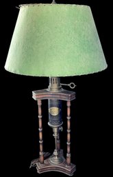 Vintage Lamp With Antique Fixture And Faux Wood Bamboo, 36.5'H