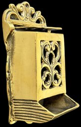 Heavy Brass Wall Mounted Fireplace Or Stove Match Safe, Never Installed, In Original Box