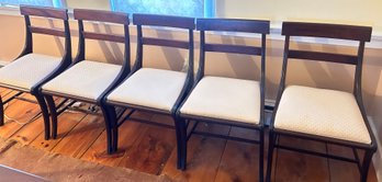 5 Pcs Custom Made Solid Mahogany Upholstered Dining Room Side Chairs, Each 21' X 20.5' X 35'H