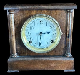 Antique Sessions 8-Day Mantle Clock, 9.5' X 5.5' X 9.75'H, Appears To Be Working, Pendulum Present, Key Not