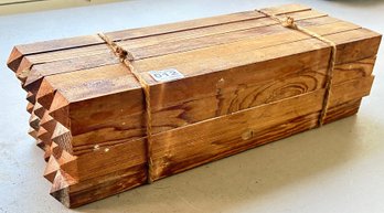 Vintage Bound Set Of 20 Pcs Treenware Pointed End 21'L Square Logs, Probably Part Of A Train Or Tractor Set