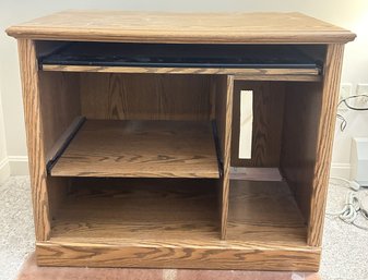 Oak Combination Computer/Printer Stand With Pull-Out Keyboard Shelf & Printer Shelf, 35.5' X 19.5' X 29.5'H