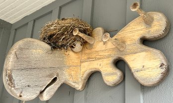 Vintage Moose Themed Wall Mounted Coat Or Hat Rack, Currently Use Outdoors, 32' X 14' X 12'H