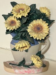 Vintage Floral Basket Door Stop, Plaster, 7' X ' X 9.5H