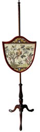 Antique Georgian Pole Fire Screen With Needlepoint Shield, True Piece Of Artwork