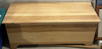 Natural Unfinished Solid Wood Blanket Chest On Bracket Base With Content, 44' X 18' X 18'H