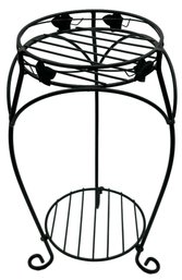 2-Tier Bent Wire Plant Stand In Deep Green Paint, 10.5' Diam. X 19'H