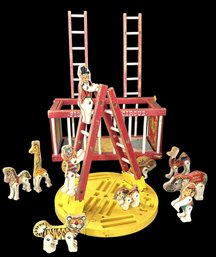 Vintage 1960's Fisher Price Circus - Wagon - Ring - 4 Ladders - 10 Figures Including Ringmaster - Baby Jumbo