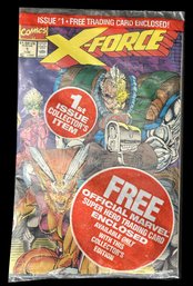 Marvel Comics Issue #1 X-Force In Unopened Plastic Sleeve With Trading Card, Mint Condition