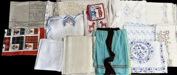 Large Fabric Lot - Includes Linens - Embroidery - Tatting - Crochet - And Much More - See Many Images