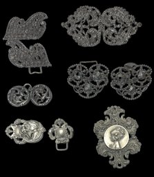 Group Of Antique Art Nouveau Buckles And/or Brooches - None Marked