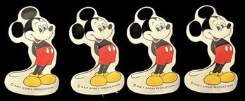 4 Pcs Vintage Walt Disney Productions Mickey Mouse Iron-On Patches, Each 2.25' X 3.5'H