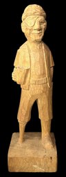Vintage Hand-Carved Wooden Peg-Leg Ole Salt With Eye Patch And Beer Stein, 12.25'H