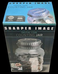 NIB Sharper Image Digital Coin Counting Jar With LCD Lid, In Original Box 6.25' X 5.25' X 10'H