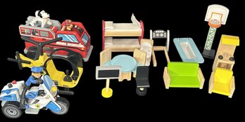 Wooden Doll Furniture And Vehicles, As Pictured