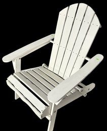 Vintage Folding Wooden Adirondack Chair In White Paint, 29.5' X 29' X 34.5'H