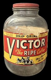 Vintage Victor Coffee Jar - 6.5' High - 4' Diameter
