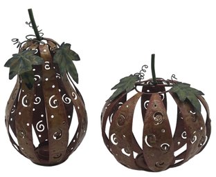 2 Pcs Metal Gourd Form Fall Votive Candle Holders, As Pictured