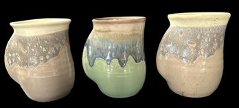 Three Right Handed Ceramic Neher Mugs - Signed And Dated - 5' High