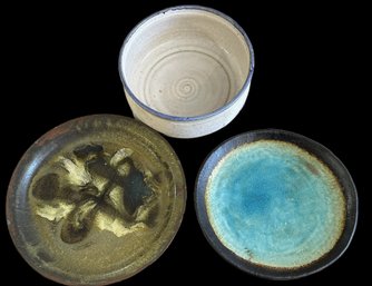 Two Plates And A Bowl - All Signed - Plates: 11'D & 9'D - Bowl - 8.25'D X 3.5'H