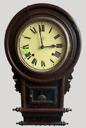 Wall Clock - Runs But Needs Adjustment - 22' H X 12'W - Has Key - No Maker Apparent