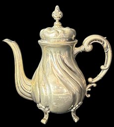 Antique German 835 Silver Art Nouveau Coffee Pot, 10'H Swirled Body, 454.6 Dwt Or 22.73 Ozt