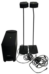 Bose Acoustimass Speaker And Two 3-2-1- Series Speakers On Stands - Not Tested