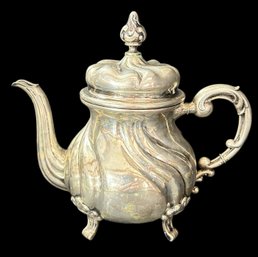 Antique German 835 Silver Art Nouveau Coffee Pot, 10'H Swirled Body, 408.3 Dwt Or 20.415 Ozt