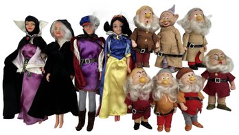 Vintage Snow White & The Seven Dwarves Dolls With Evil Queen, Witch And Prince Charming