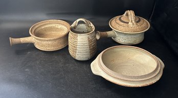 Group Of Pottery Items: 2 Soup Tureens - 1 Is Covered - Open Bowl - Small Jug W/handle