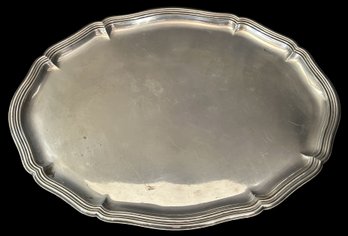 Large Antique German 835 Silver Chippendale Scalloped Edge Tray, 18.5' X 14'H, 699.4 Dwt Or 34.97 Ozt