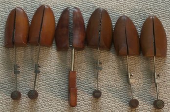 6 Pcs Vintage Wooden Shoe Trees, Stretchers, As Pictured