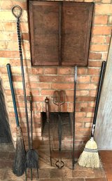 Fireplace Tools: 2 Brooms - Shovel - Tongs - Several Styles Of Poker - Long To Short