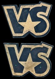 2 Pcs Cast Bronze 'VS' Plaques