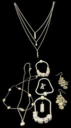 Costume Jewelry Lot, Necklaces, Earrings, Bracelets And Earrings, As Pictured
