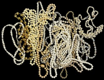 Lot Of Vintage Faux Pearls, Beads And Crystal Necklaces