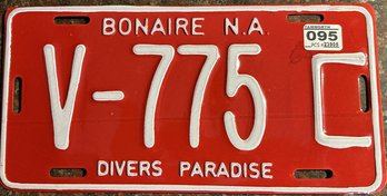 License Plate From Bonaire - An Island In The Netherland Antilles 'Diver's Paradise'