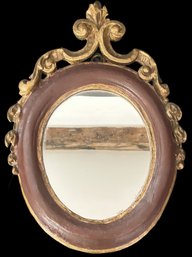 Wonderful Oval Hand-Carved Wooden Mirror, 9.5' X 14'H