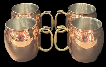 4 Pcs OGGI Copper Plated Stainless Steel Moscow Mule Mugs With Brass Handles, 4'H
