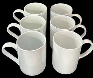 7 Pcs White Porcelain Coffee Mugs - 3-Crate & Barrel And 4-Everyday White, AS Pictured