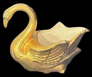 Vintage Graceful Swetye 22K Ceramic Swan  Planter, 9.5' X 5.5' X 8'H